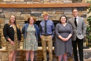 Pictured (Left to Right): Cassie Cunningham, WRVEC Manager of Communications and Member Engagement; Beverley McNece, Lutie High School; Benjamin “Heath” Stark, Branson High School; Lyllian Puckett, Bradleyville High School; and Nathan Stearns, WRVEC Community Programs Coordinator. 